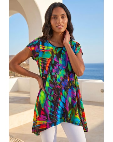 Roman Abstract Print Hanky Hem Tunic