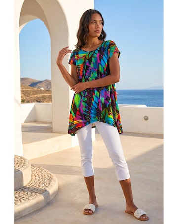 Roman Abstract Print Hanky Hem Tunic