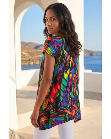 Roman Abstract Print Hanky Hem Tunic