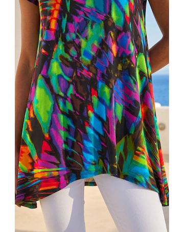 Roman Abstract Print Hanky Hem Tunic