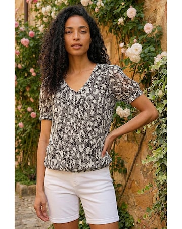 Roman Animal Print Burnout Top