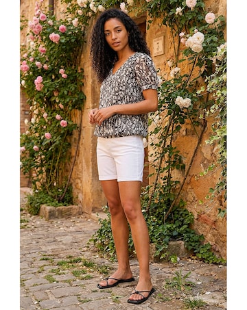 Roman Animal Print Burnout Top