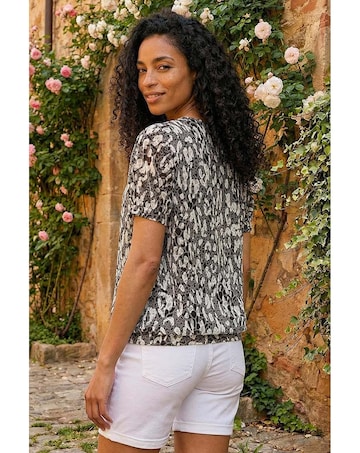 Roman Animal Print Burnout Top