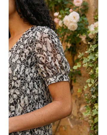 Roman Animal Print Burnout Top