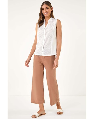Roman Broderie Collared Vest Top