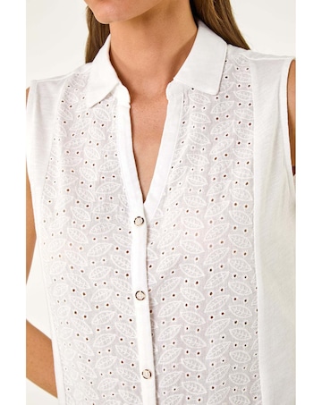 Roman Broderie Collared Vest Top