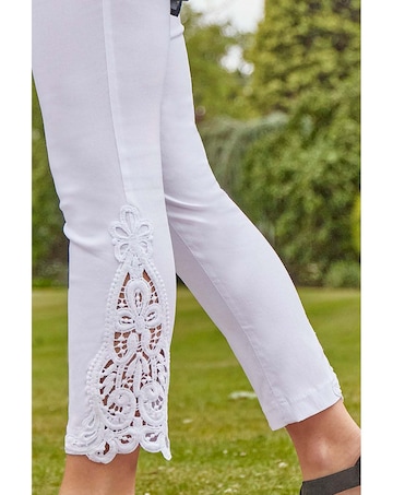 Roman Lace Insert Crop Stretch Trousers