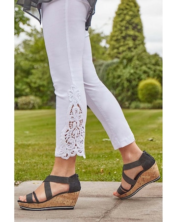 Roman Lace Insert Crop Stretch Trousers