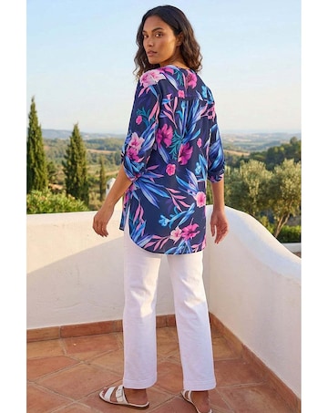 Roman Tropical Print Longline Blouse