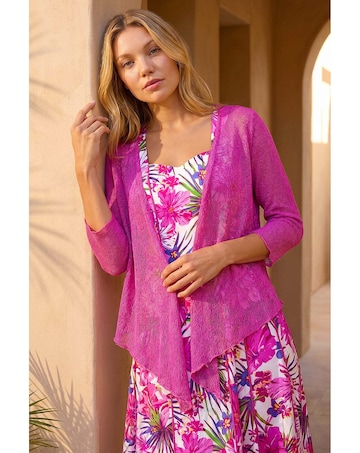 Roman Textured Pointelle Detail Shrug