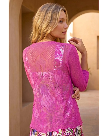 Roman Textured Pointelle Detail Shrug