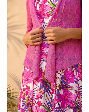 Roman Textured Pointelle Detail Shrug