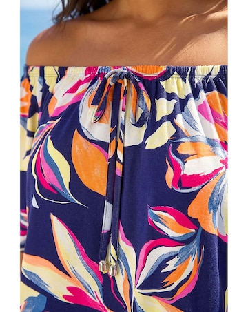 Roman Floral Print Bardot Stretch Top