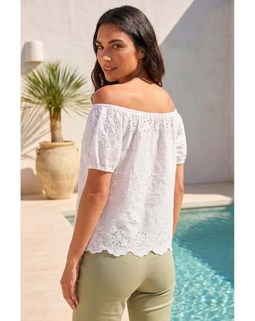 Roman Floral Embroidered Bardot Top