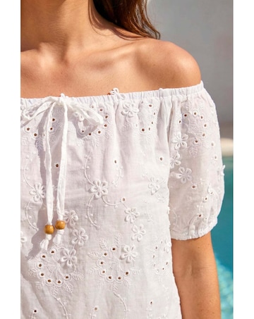 Roman Floral Embroidered Bardot Top