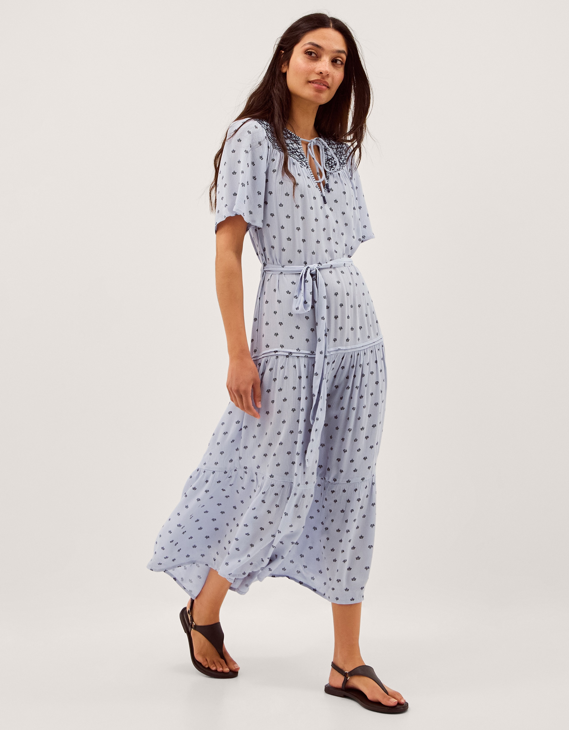 New In - Monsoon Mia Embroidered Print Midi Dress