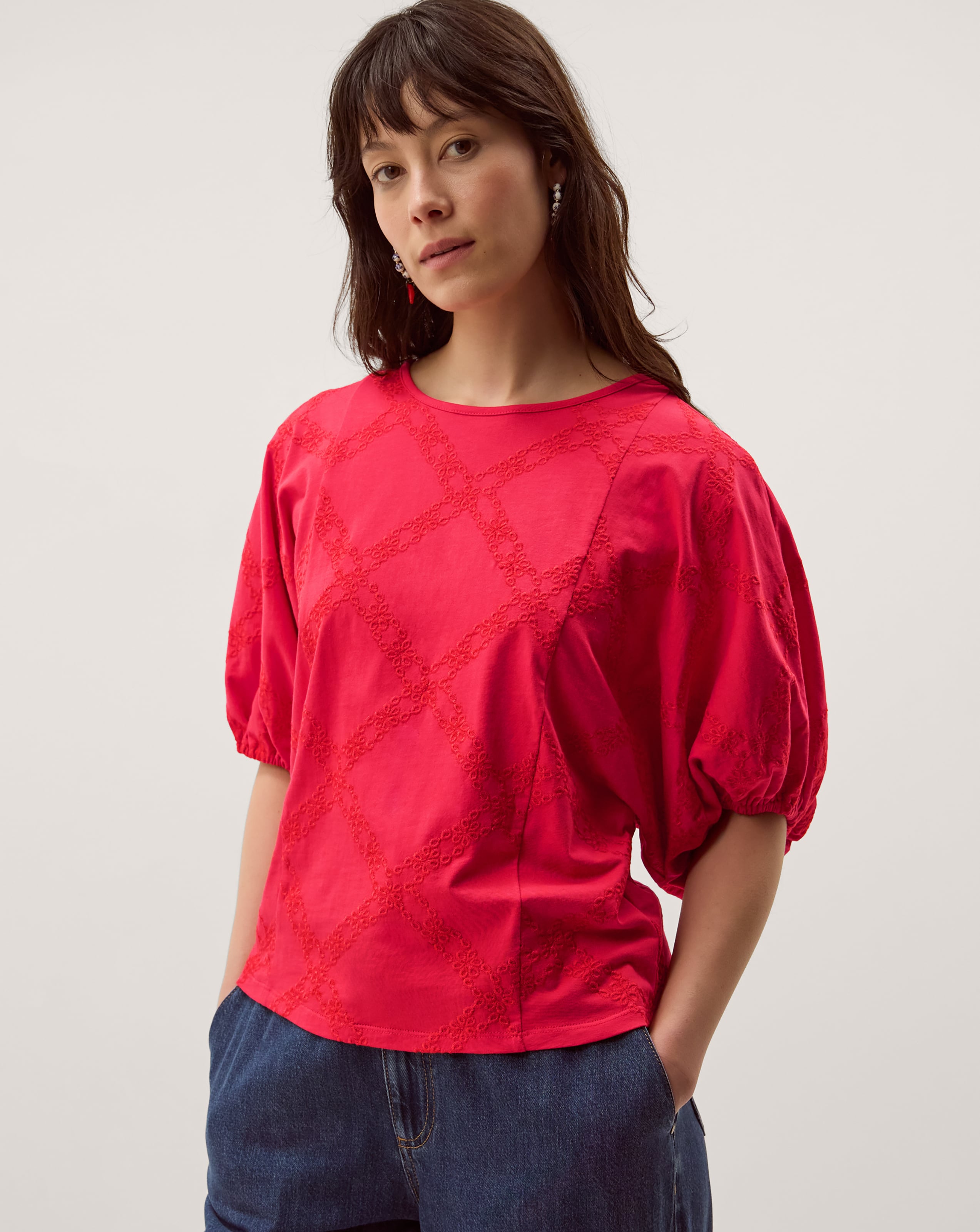 New In - Monsoon Ellie Puff Sleeve Jersey Top