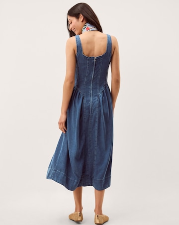 Monsoon Delia Denim Midi Corset Dress