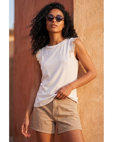 Roman Embroidered Frill Top