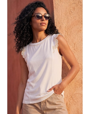 Roman Embroidered Frill Top