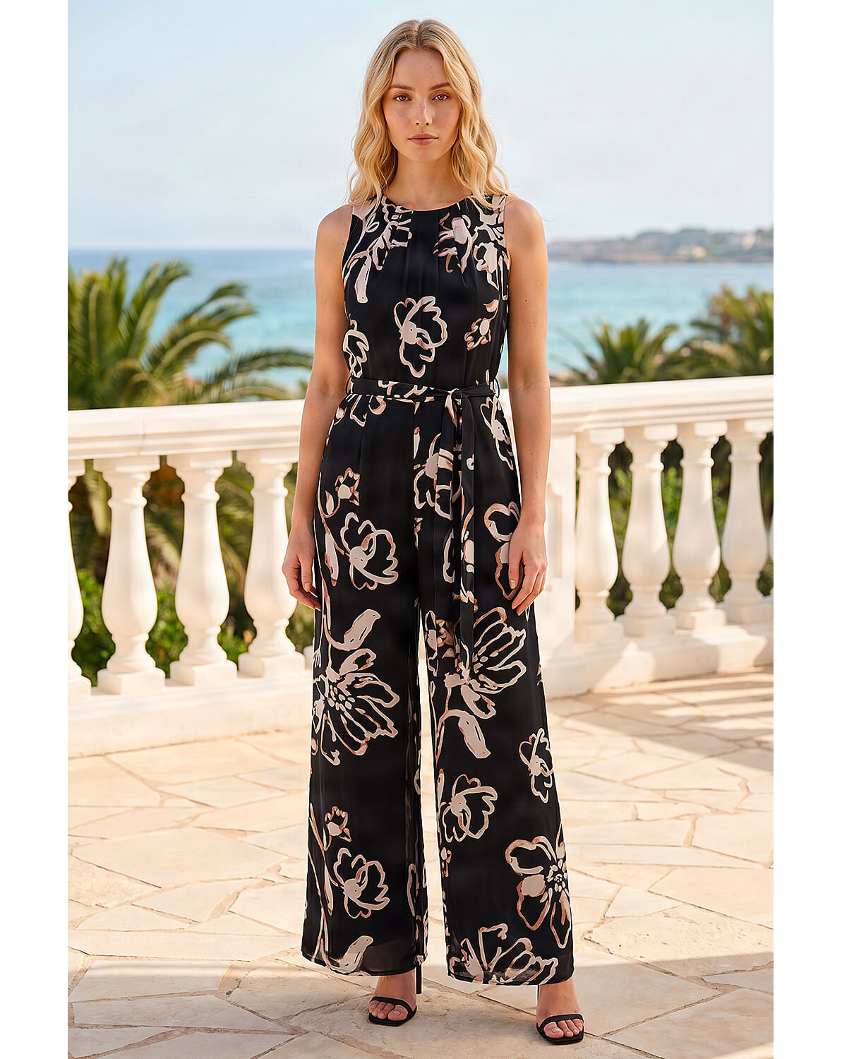 New In - Roman Floral Print Chiffon Jumpsuit