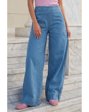 Roman Cotton Stretch Wide Leg Jean