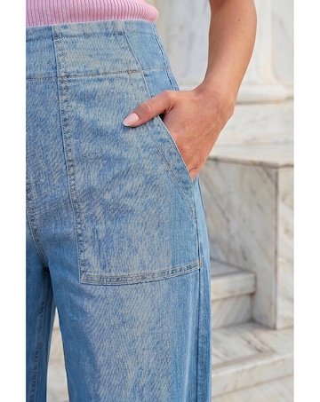 Roman Cotton Stretch Wide Leg Jean