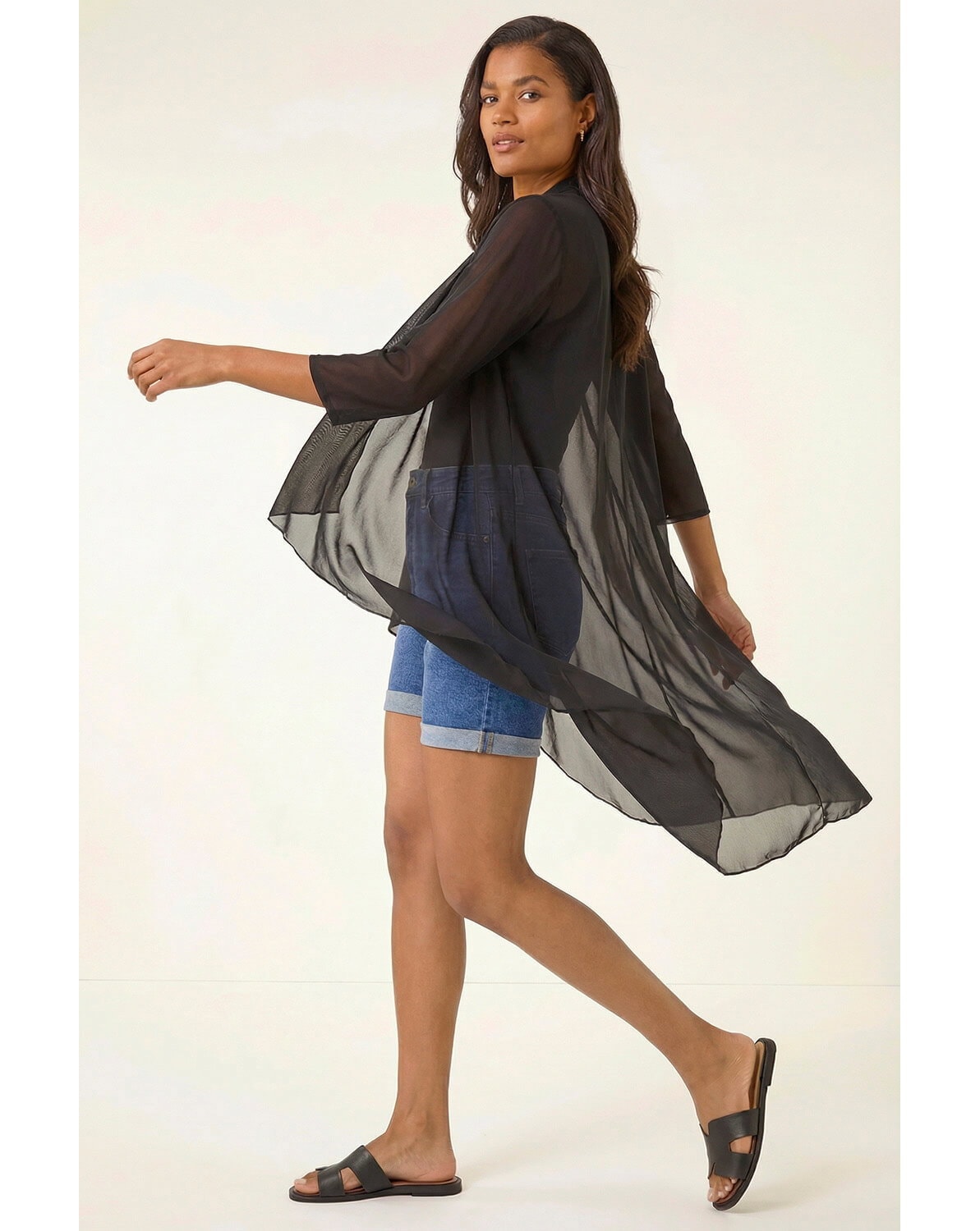 Roman 3/4 Sleeve Mesh Longline KimoFALSE