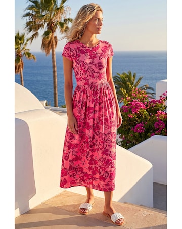 Roman Floral Print Pocket Midi Dress