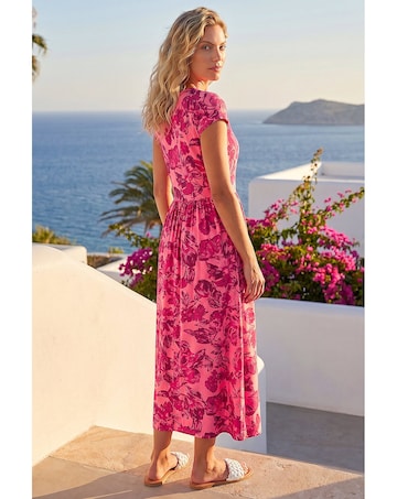 Roman Floral Print Pocket Midi Dress
