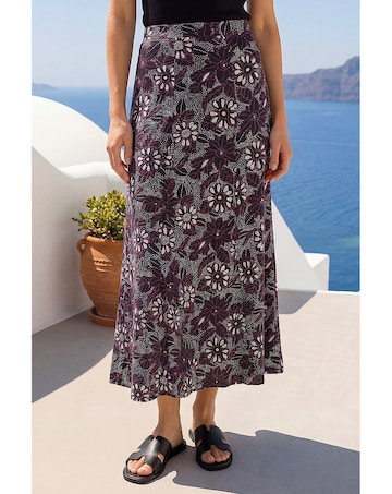 Roman Floral Print Midi Skirt