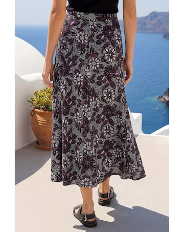Roman Floral Print Midi Skirt