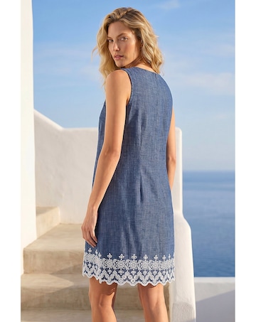 Roman Embroidered Hem Smock Dress