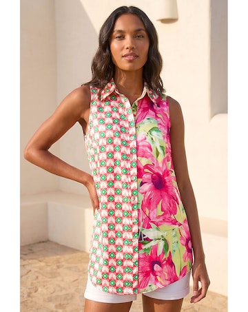 Roman Abstract Floral Longline Shirt