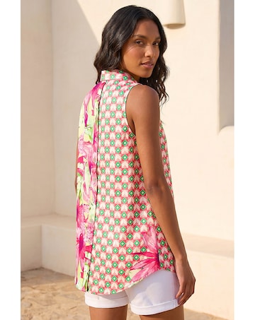 Roman Abstract Floral Longline Shirt
