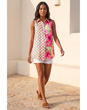 Roman Abstract Floral Longline Shirt