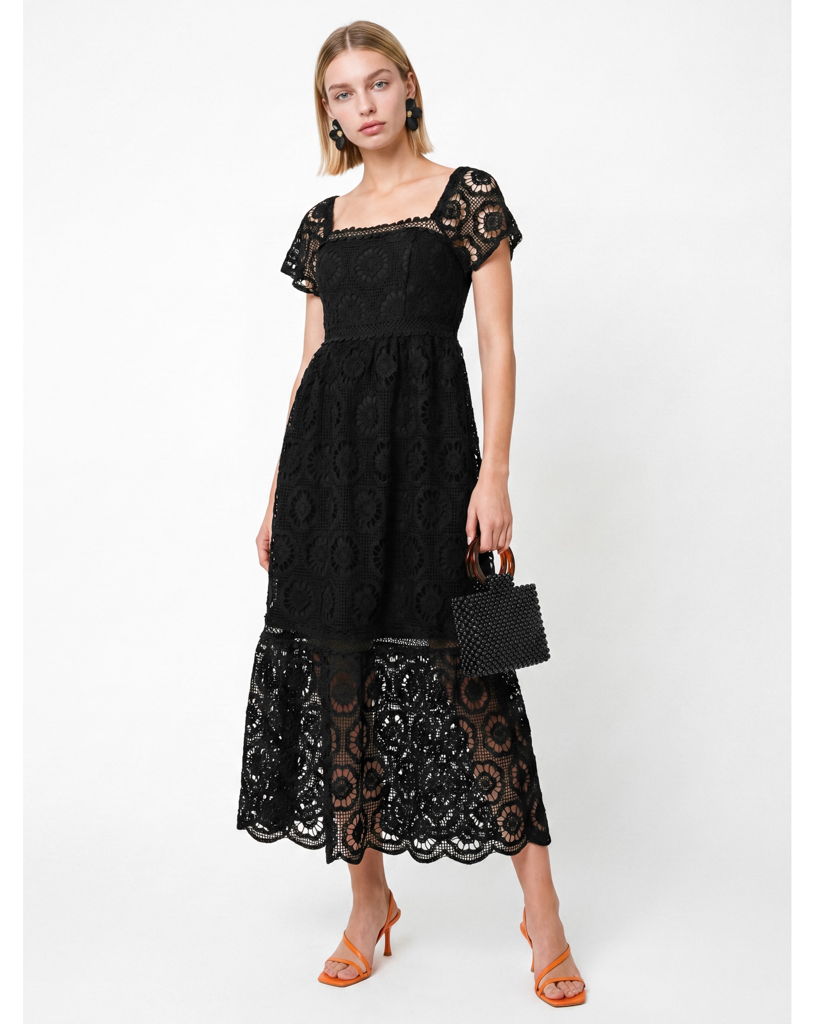 New In - Lovedrobe Floral Lace Midaxi Dress