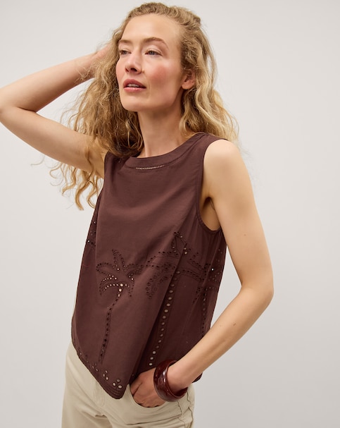 Monsoon Eden Palm Cutwork Tank Top