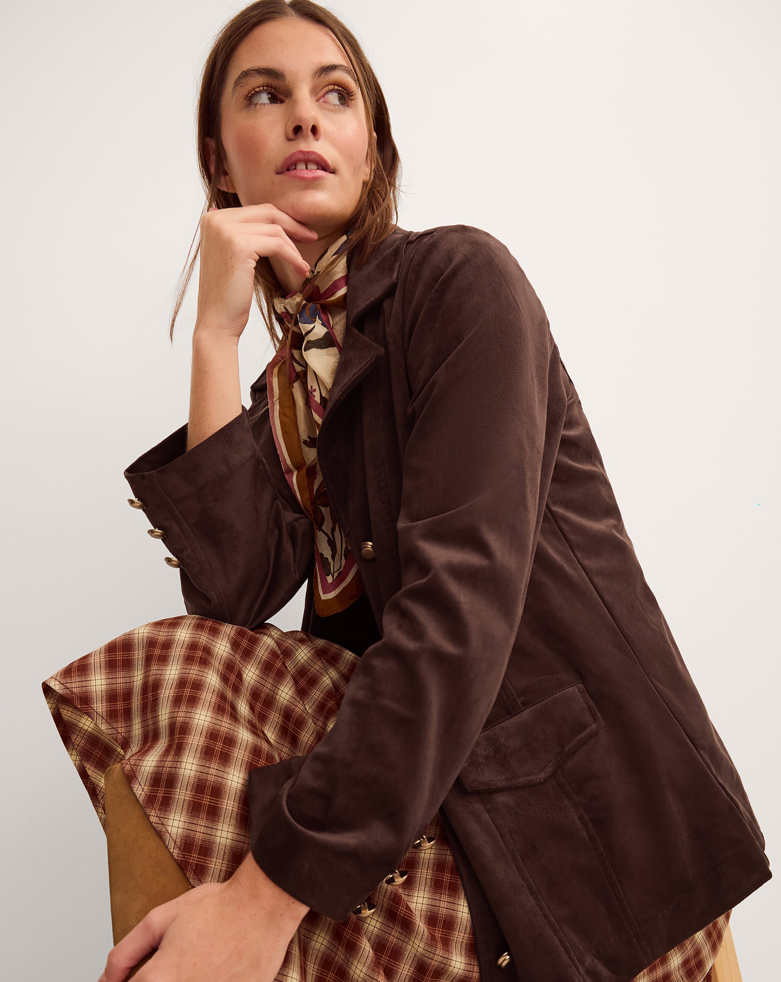 Monsoon Eva Faux Suede Longline Jacket