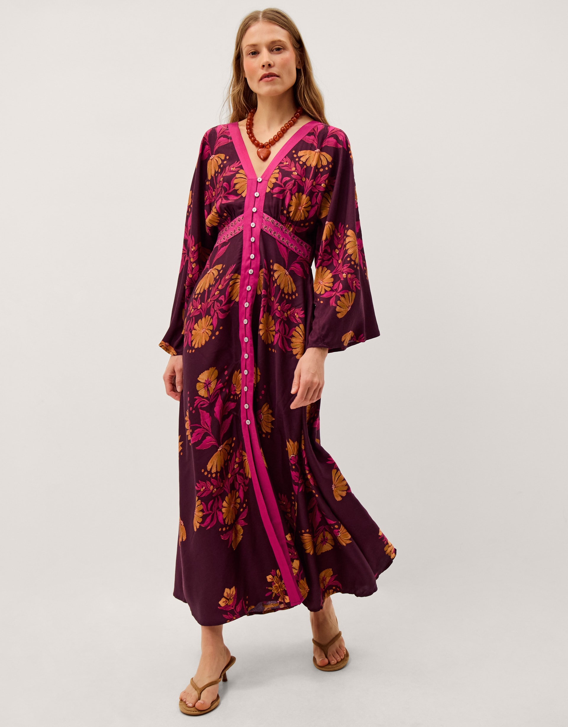 Monsoon Koa Long Sleeve Midi Dress