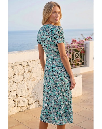 Roman Floral Twist Stretch Midi Dress
