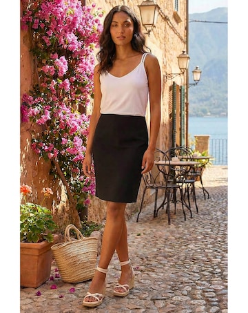 Roman Short Elastic Waist Jersey Skirt