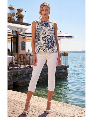 Roman Paisley Print Shell Top