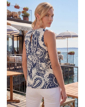Roman Paisley Print Shell Top