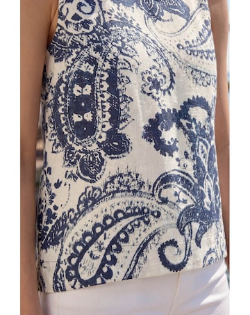 Roman Paisley Print Shell Top