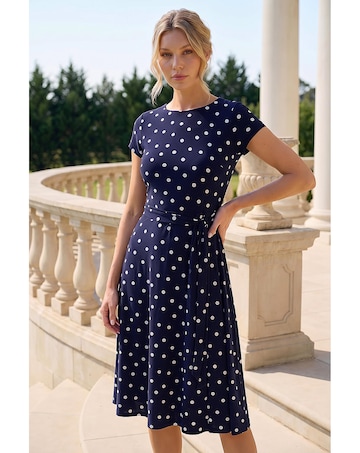 Roman Spot Print Jersey Stretch Dress