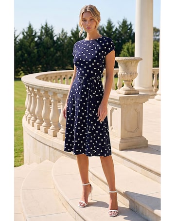 Roman Spot Print Jersey Stretch Dress