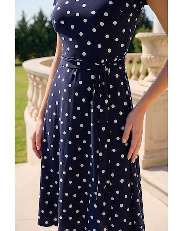 Roman Spot Print Jersey Stretch Dress