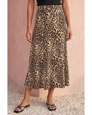 Roman Leopard Print A-Line Midi Skirt