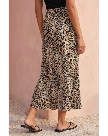 Roman Leopard Print A-Line Midi Skirt